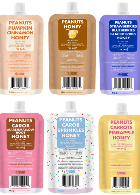 6 Pack BUDDY BUDDER (4oz Squeeze Packs) - 100% all natural dog peanut butter, Made in USA