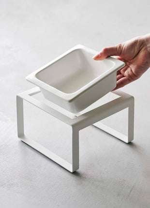 Single Pet Food Bowl - Tall - Steel + Ceramic