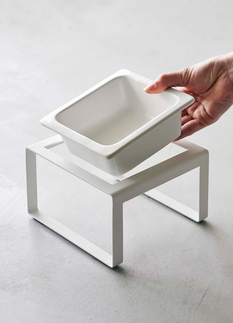 Single Pet Food Bowl - Tall - Steel + Ceramic
