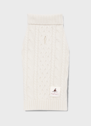 Nooee Pet Off White Wool Cable Sweater