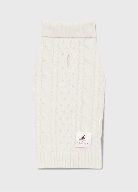 Nooee Pet Off White Wool Cable Sweater
