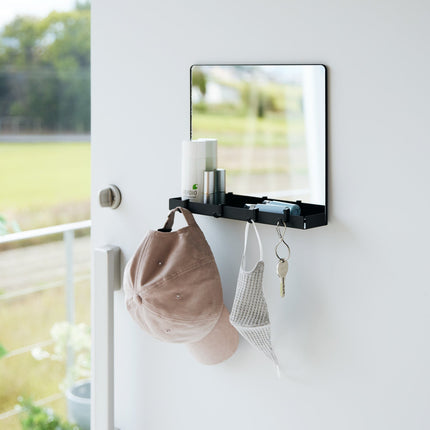 Magnetic Mirror with Storage Rack - Glass