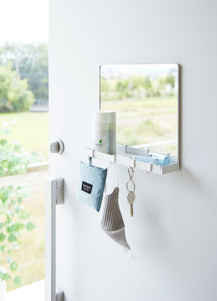 Magnetic Mirror with Storage Rack - Glass