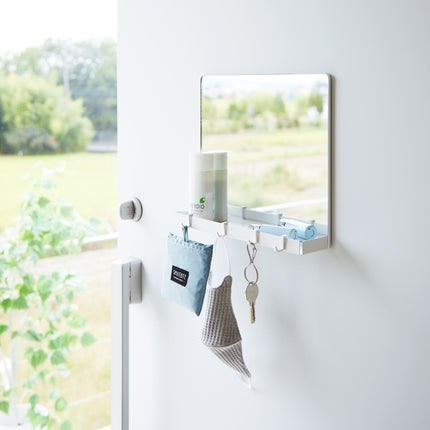 Magnetic Mirror with Storage Rack - Glass