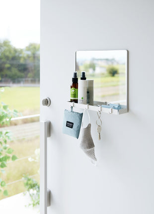 Magnetic Mirror with Storage Rack - Glass