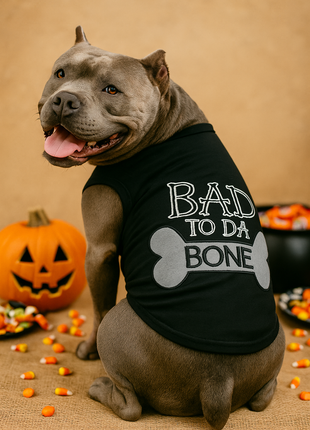 Parisian Pet 'Bad to da Bone' Dog Shirt – Trendy Slogan T-Shirt for Dogs & Cats, Black