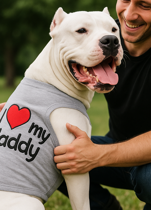 Parisian Pet 'I Love Daddy®' Lightweight Pet T-Shirt – Stylish Dog Clothing for Small Dogs & Cats, Gray