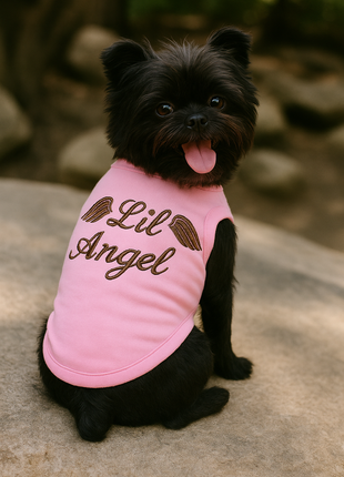 Parisian Pet 'Lil Angel' Dog & Cat T-Shirt – Cute Embroidered Cotton, Comfortable & Stylish – Pink