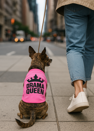 Parisian Pet 'Drama Queen' Embroidered Dog & Cat Shirt - Trendy Pet Apparel, Pink