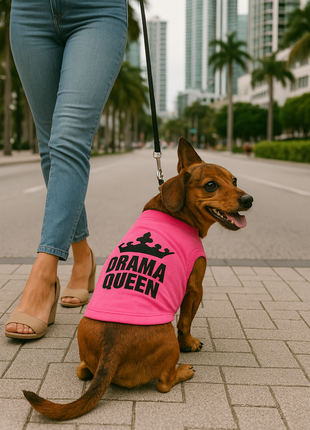 Parisian Pet 'Drama Queen' Embroidered Dog & Cat Shirt - Trendy Pet Apparel, Pink