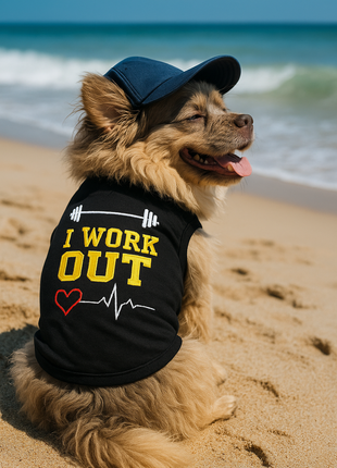 Parisian Pet 'I Work Out' Trendy Dog Apparel – Playful Slogan Dog Shirt for Dogs & Cats, Black