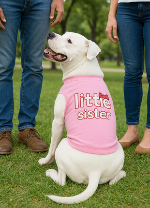 Parisian Pet 'Little Sister' Pet Shirt - Cute Dog Fashion Shirt for Dogs & Cats, Pink