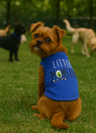 Parisian Pet 'Little Monster' Embroidered Dog & Cat Shirt - Funny Pet Apparel, Blue