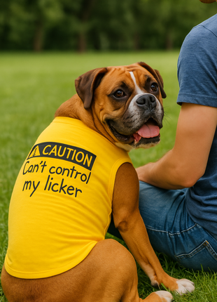 Parisian Pet 'Licker' Novelty Dog Apparel – Fun Embroidered Pet Wear for Dogs & Cats, Yellow