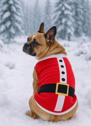 Parisian Pet 'Santa'Dog Shirt - Christmas Pet Apparel for Holiday Cheer, Red