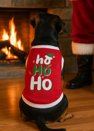 Parisian Pet 'Ho Ho Ho' Pet Holiday Shirt - Christmas Dog Outfit, Red