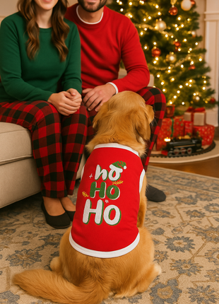 Parisian Pet 'Ho Ho Ho' Pet Holiday Shirt - Christmas Dog Outfit, Red