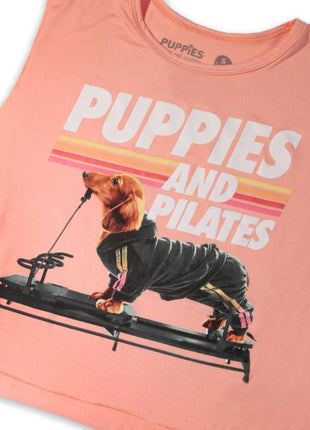 Puppies & Pilates Crop Top | Gift for Dog Moms & Yoga Lovers