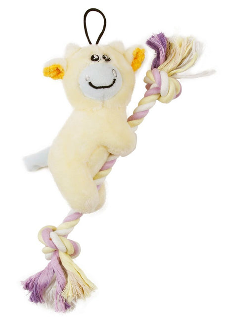 Pet Life ® 'Broom-Lick' Plush and Jute Rope Squeaking Newborn Cat and Dog Toy