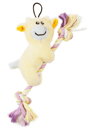 Pet Life ® 'Broom-Lick' Plush and Jute Rope Squeaking Newborn Cat and Dog Toy