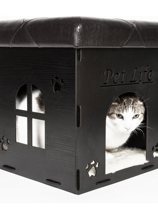 Pet Life ® 'Kitty Kallapse' Collapsible Folding Kitty Cat House Tree Bed Ottoman Bench Furniture