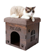 Pet Life ® 'Kitty Kallapse' Collapsible Folding Kitty Cat House Tree Bed Ottoman Bench Furniture