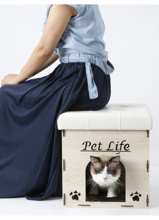 Pet Life ® 'Kitty Kallapse' Collapsible Folding Kitty Cat House Tree Bed Ottoman Bench Furniture