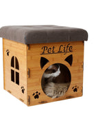 Pet Life ® 'Kitty Kallapse' Collapsible Folding Kitty Cat House Tree Bed Ottoman Bench Furniture
