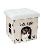 Pet Life ® 'Kitty Kallapse' Collapsible Folding Kitty Cat House Tree Bed Ottoman Bench Furniture
