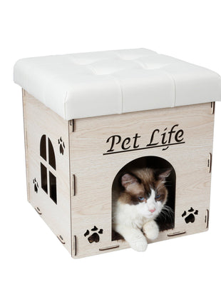 Pet Life ® 'Kitty Kallapse' Collapsible Folding Kitty Cat House Tree Bed Ottoman Bench Furniture