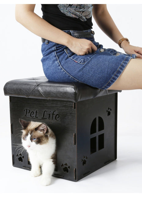 Pet Life ® 'Kitty Kallapse' Collapsible Folding Kitty Cat House Tree Bed Ottoman Bench Furniture