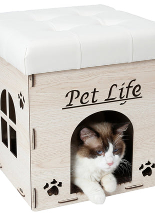 Pet Life ® 'Kitty Kallapse' Collapsible Folding Kitty Cat House Tree Bed Ottoman Bench Furniture