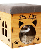 Pet Life ® 'Kitty Kallapse' Collapsible Folding Kitty Cat House Tree Bed Ottoman Bench Furniture