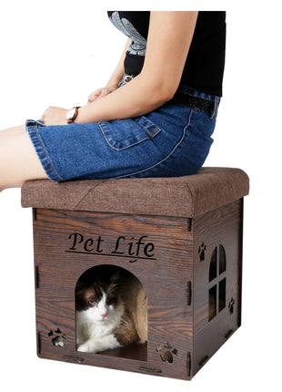 Pet Life ® 'Kitty Kallapse' Collapsible Folding Kitty Cat House Tree Bed Ottoman Bench Furniture