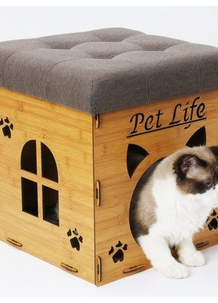 Pet Life ® 'Kitty Kallapse' Collapsible Folding Kitty Cat House Tree Bed Ottoman Bench Furniture