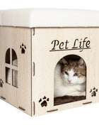Pet Life ® 'Kitty Kallapse' Collapsible Folding Kitty Cat House Tree Bed Ottoman Bench Furniture