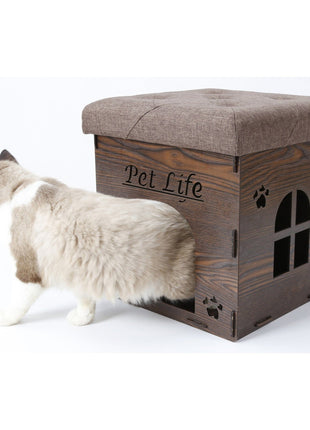 Pet Life ® 'Kitty Kallapse' Collapsible Folding Kitty Cat House Tree Bed Ottoman Bench Furniture