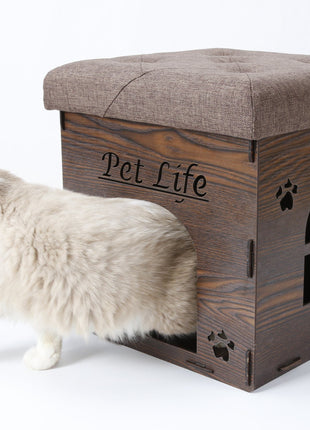 Pet Life ® 'Kitty Kallapse' Collapsible Folding Kitty Cat House Tree Bed Ottoman Bench Furniture