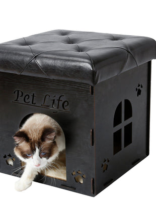 Pet Life ® 'Kitty Kallapse' Collapsible Folding Kitty Cat House Tree Bed Ottoman Bench Furniture
