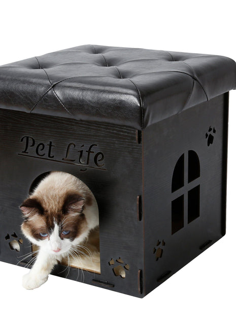Pet Life ® 'Kitty Kallapse' Collapsible Folding Kitty Cat House Tree Bed Ottoman Bench Furniture