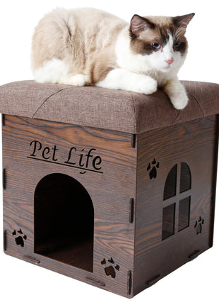 Pet Life ® 'Kitty Kallapse' Collapsible Folding Kitty Cat House Tree Bed Ottoman Bench Furniture