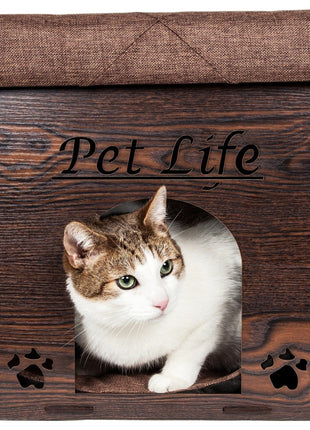 Pet Life ® 'Kitty Kallapse' Collapsible Folding Kitty Cat House Tree Bed Ottoman Bench Furniture