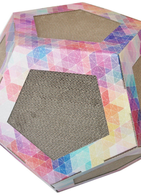 Pet Life ® 'Octagon Puzzle' Designer Premium Quality Kitty Cat Scratcher Lounge Toy & House with Catnip