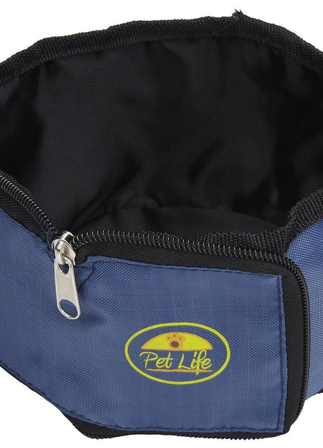 Pet Life ® Wallet Folding Waterproof Zippered Folding Pet Travel Cat and Dog Bowl