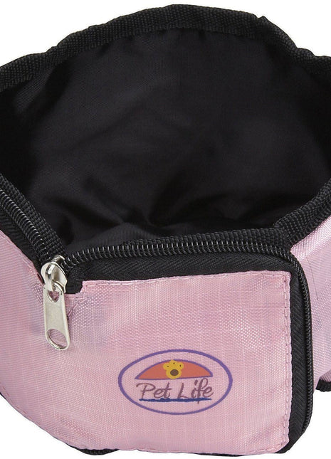 Pet Life ® Wallet Folding Waterproof Zippered Folding Pet Travel Cat and Dog Bowl