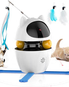 Automatic 3 in 1 Interactive Cat Toy with Laser and Feather for Indoor