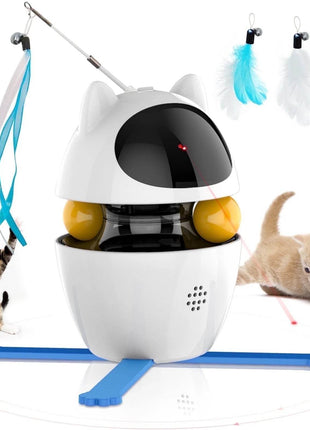 Automatic 3 in 1 Interactive Cat Toy with Laser and Feather for Indoor