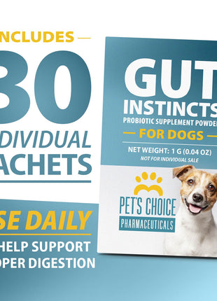 Pet's Choice Gut Instincts Probiotic Powder Packets for Dogs – Daily Digestive & Immune Support, 30 Count