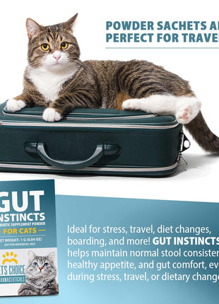 Pet’s Choice Gut Instincts Probiotic Supplement for Cats, Digestive & Immune Support, 30 Powder Packets, Made in USA