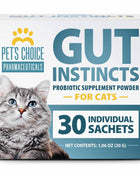 Pet’s Choice Gut Instincts Probiotic Supplement for Cats, Digestive & Immune Support, 30 Powder Packets, Made in USA
